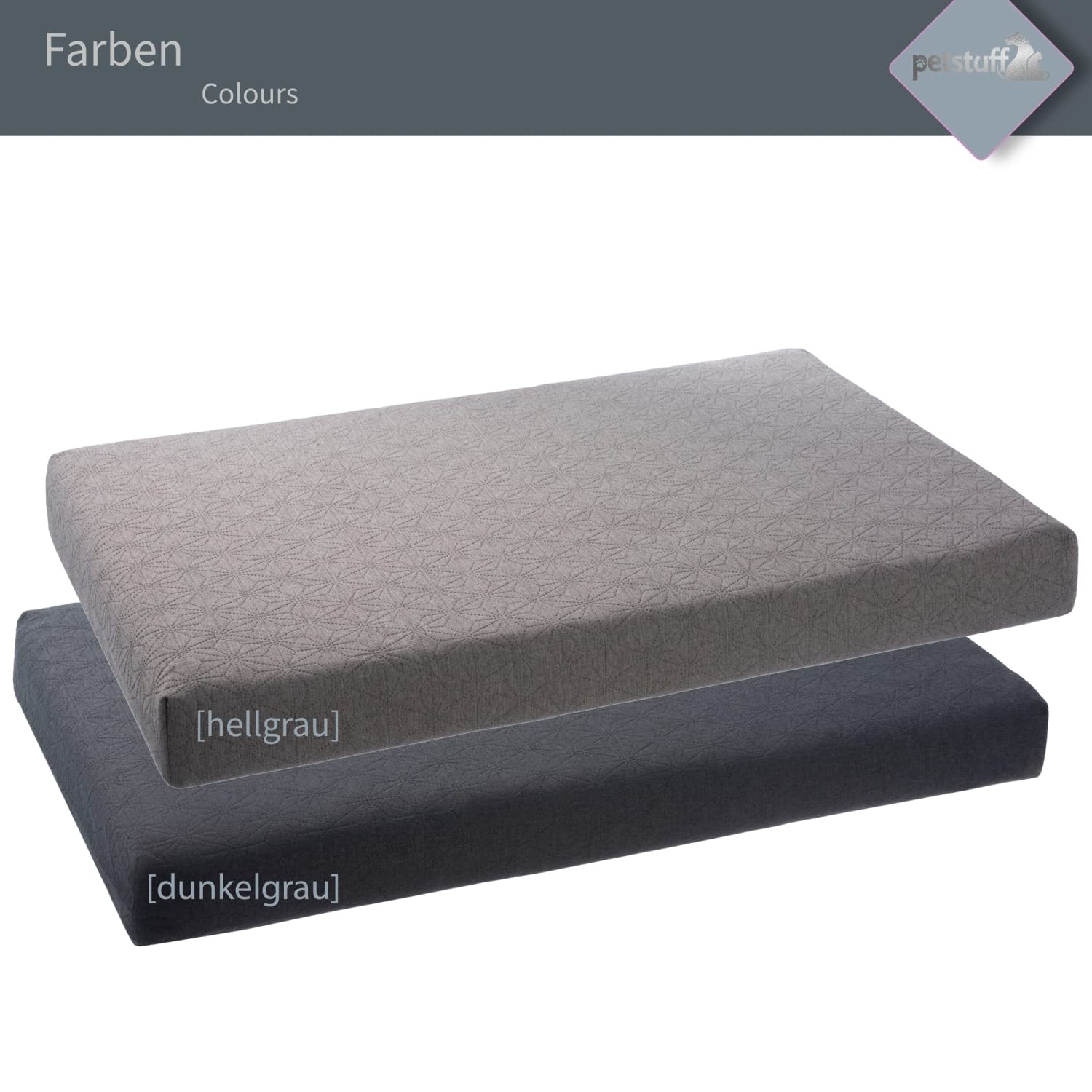 Orthopädisches Hundebett Bezug abnehmbar waschbar Farb- und Größenwahl, hellgrau, L
