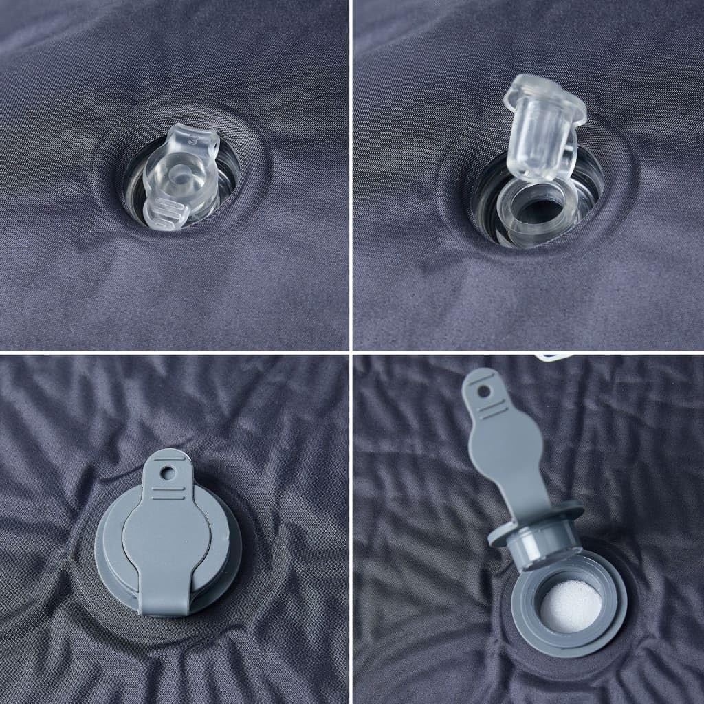Colchoneta autoinflable con cojín gris para senderismo, playa, viaje, tienda de campaña