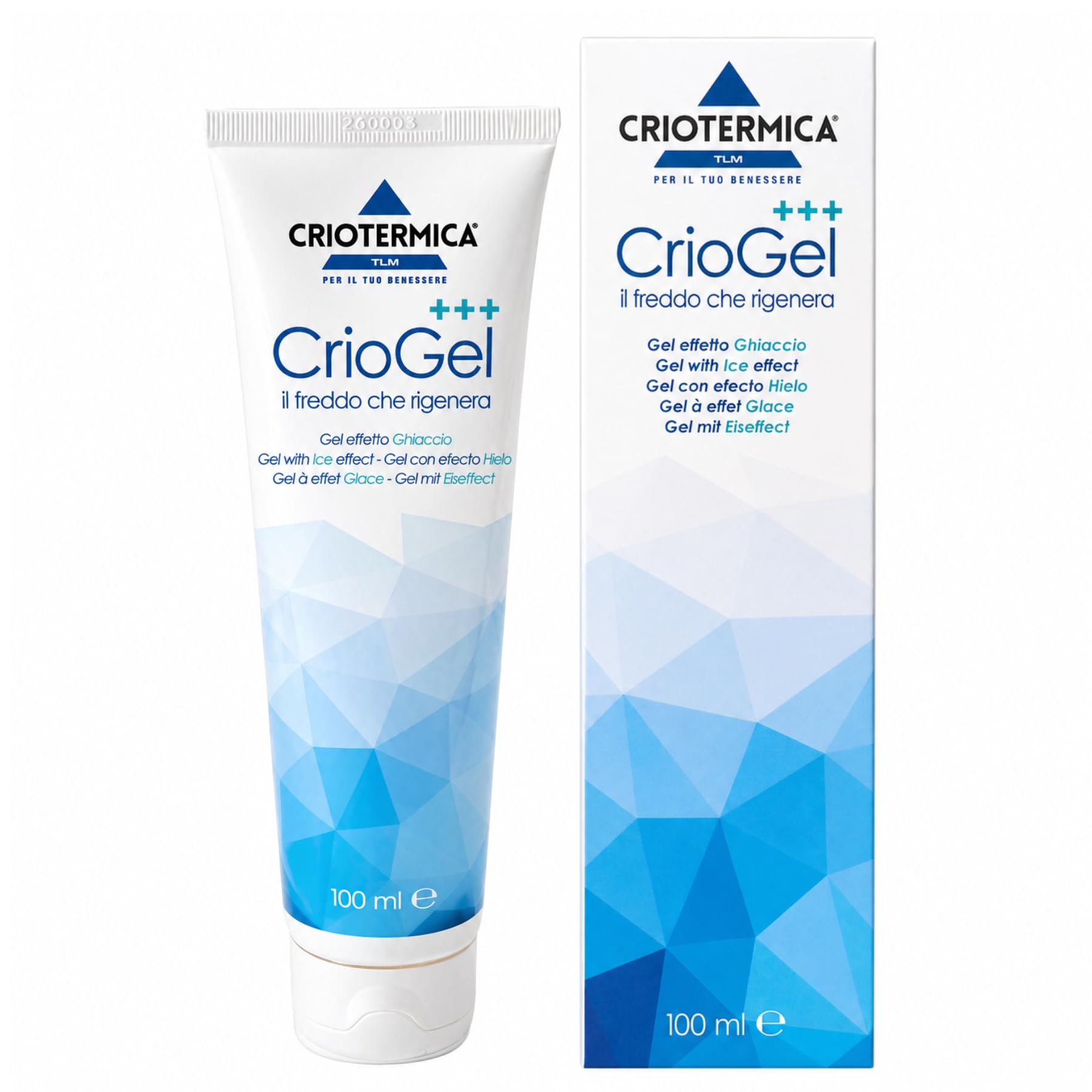 CrioGel - Nuova Formula Potenziata - Gel al mentolo effetto freddo per l'affaticamento muscolare e articolare, strappi, edemi, contusioni, botte e gonfiore - Azione rinfrescante e lenitiva