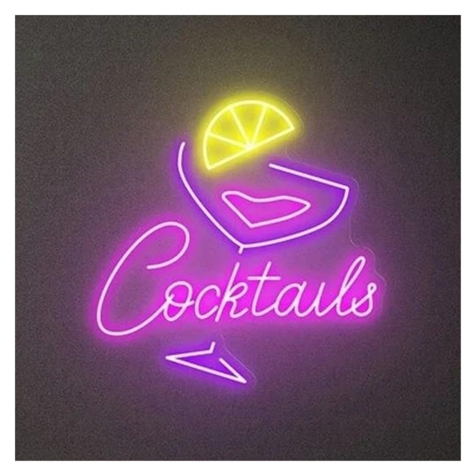 LEMST Signs Lamp Cocktails Neon Sign Beer Bar Club Light for Hotel Pub Cafe Coffee Room Party Teen Room Wall Decorative USB Powered Lamp(A,50X54CM)