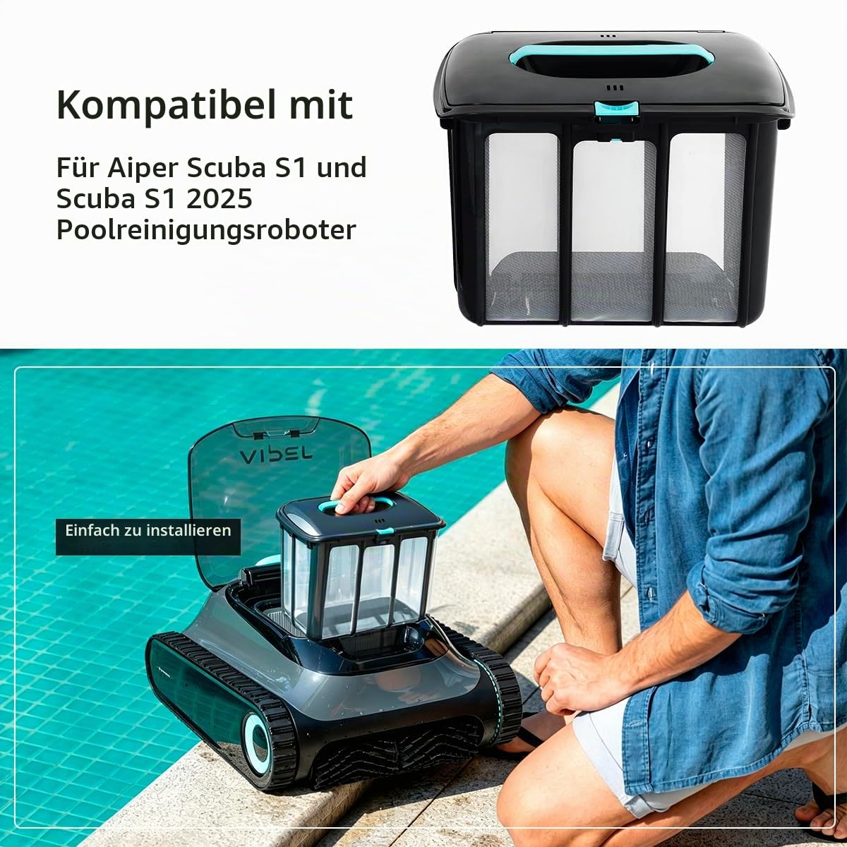 WuYan Ersatz-Ultrafeinfilterkorb für Aiper Scuba S1, Scuba S1 2025 Roboter-Poolreiniger, Große Kapazität Filterkorb mit praktischem Tragegriff, Einfach Reinigen