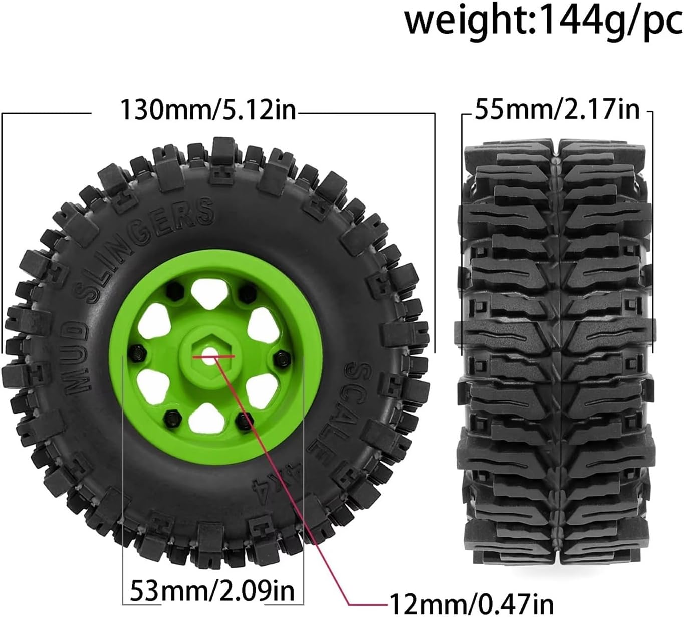 RCカーのタイヤとホイール For TRX4 For SCX10 1/10 4pcs 2. マッド