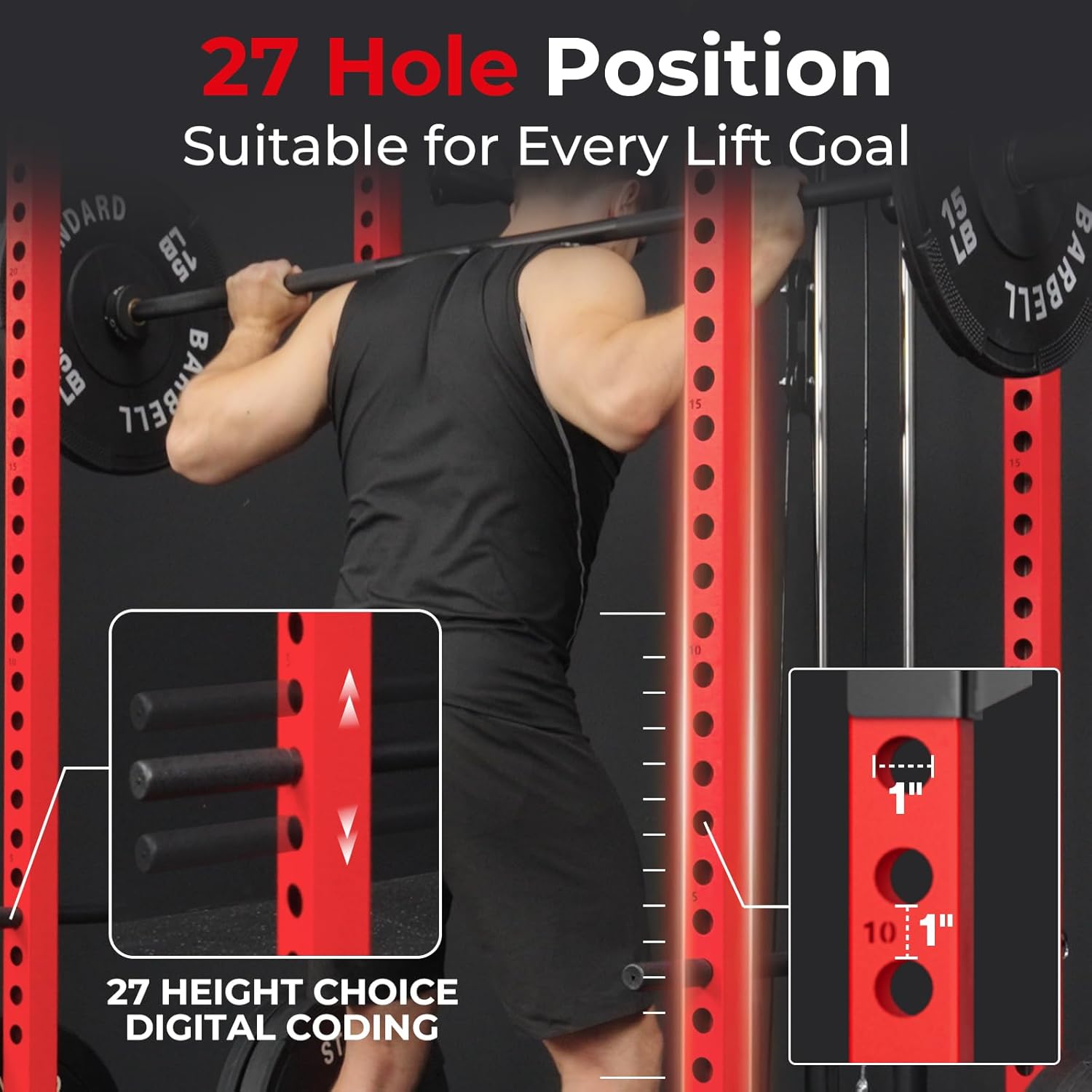 Mikolo F4 2.0 Power Cage with Dual-Track Smooth Pulley System, 1200LBS Power Rack with Leg Hold-Down for Heavy LAT Pulldowns, All-in-One Squat Rack with More Training Attachments for Home Gym