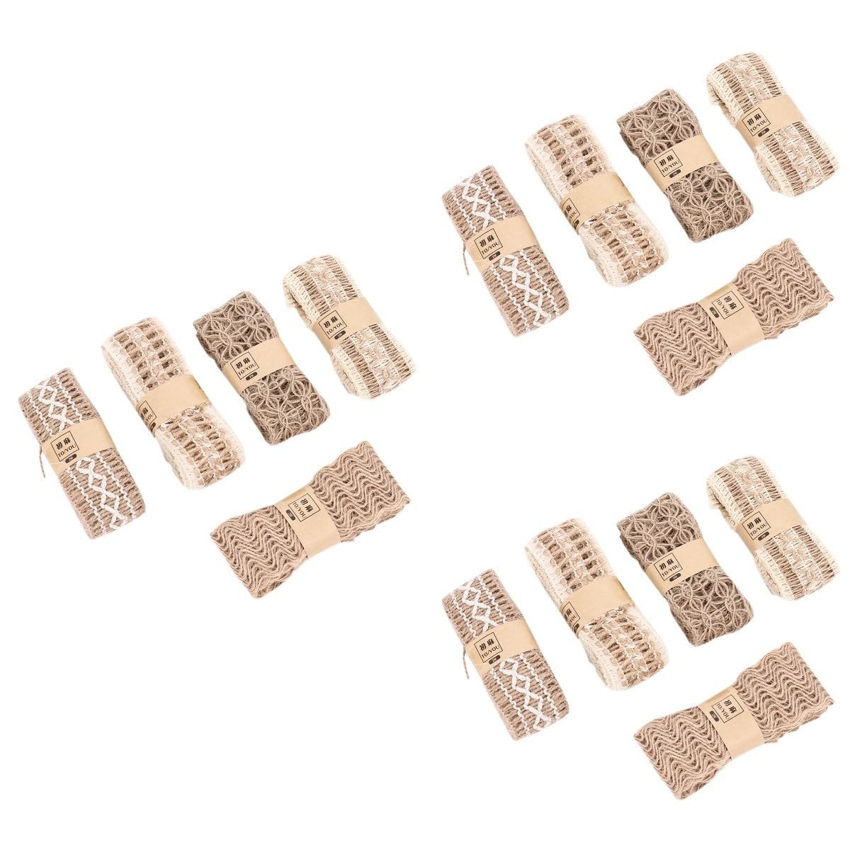 15piezas Cintas De Arpillera y Encaje De Para Manualidades Paquete De Decoración De Bodas y Material Resistente y Elegante Para Proyectos