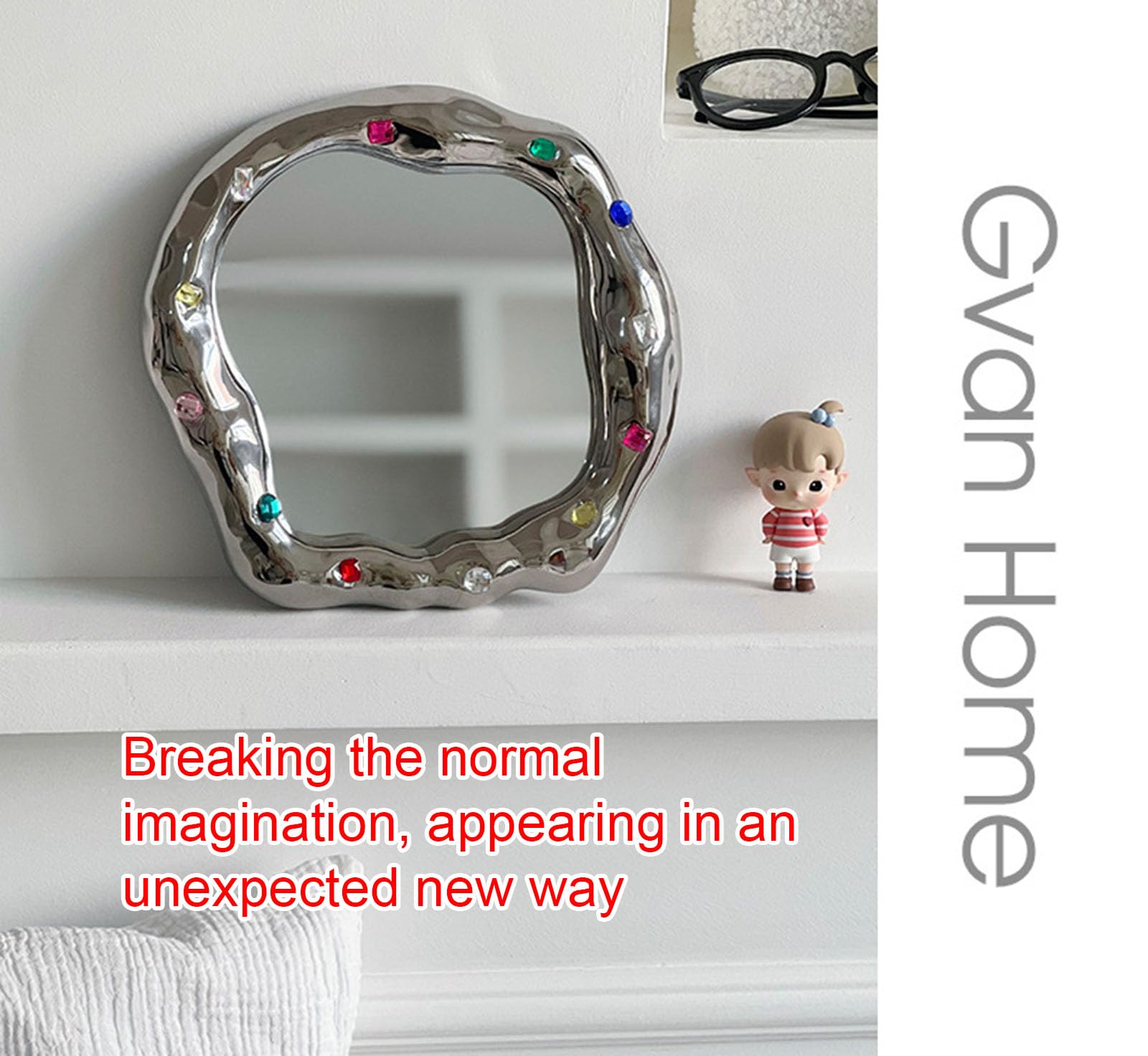 Specchio Decorativo Ovale per scrivania e Tavolo - Estetico - per la Decorazione della Camera da Letto e del Bagno,B