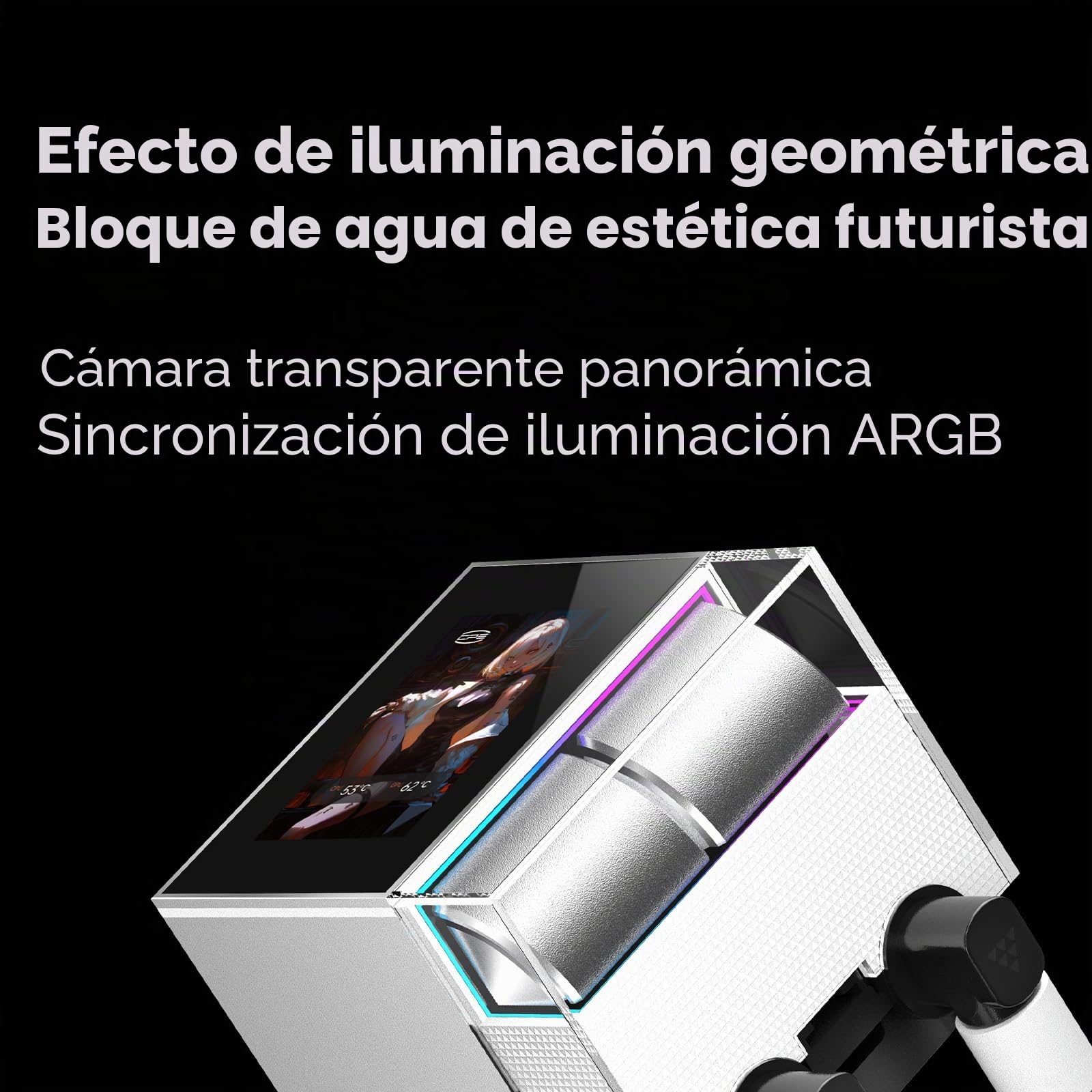 PCCOOLER AIO Enfriador líquido para CPU, pantalla LCD IPS de 2,4 pulgadas, enfriador líquido de 360 mm compatible con AM4, AM5, Intel LGA 1700/1851/115X CPS (DS360 Display BK)