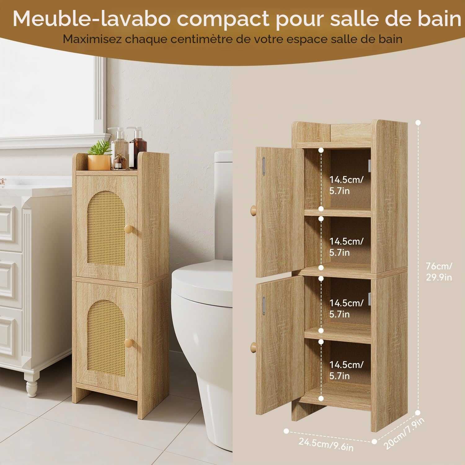 IBUYKE Petit meuble de salle de bain WBS001N