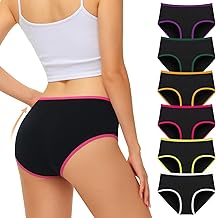 FALARY Women's Underwear Pack of 6, Cotton Breathable Medium Waist Hipster Briefs, Comfortable and Soft Underwear for Women