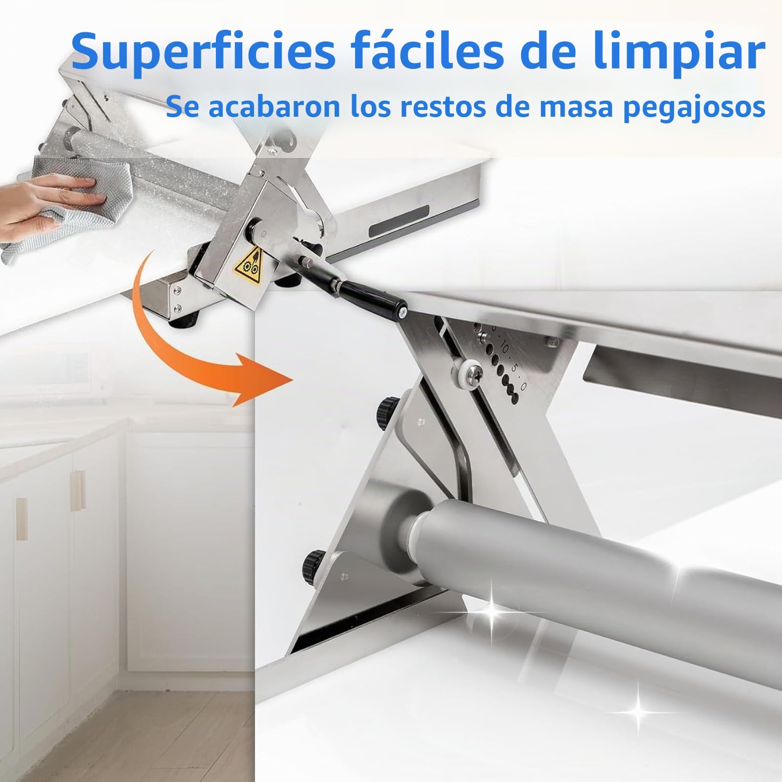 Laminadora de Masa Manual (30cm) – Máquina de Pasta Ajustable 0-25mm – Rodillo de Acero Inoxidable para Estirar Masa, Pizza, Empanadas, Fondant y Repostería – Plegable(S)
