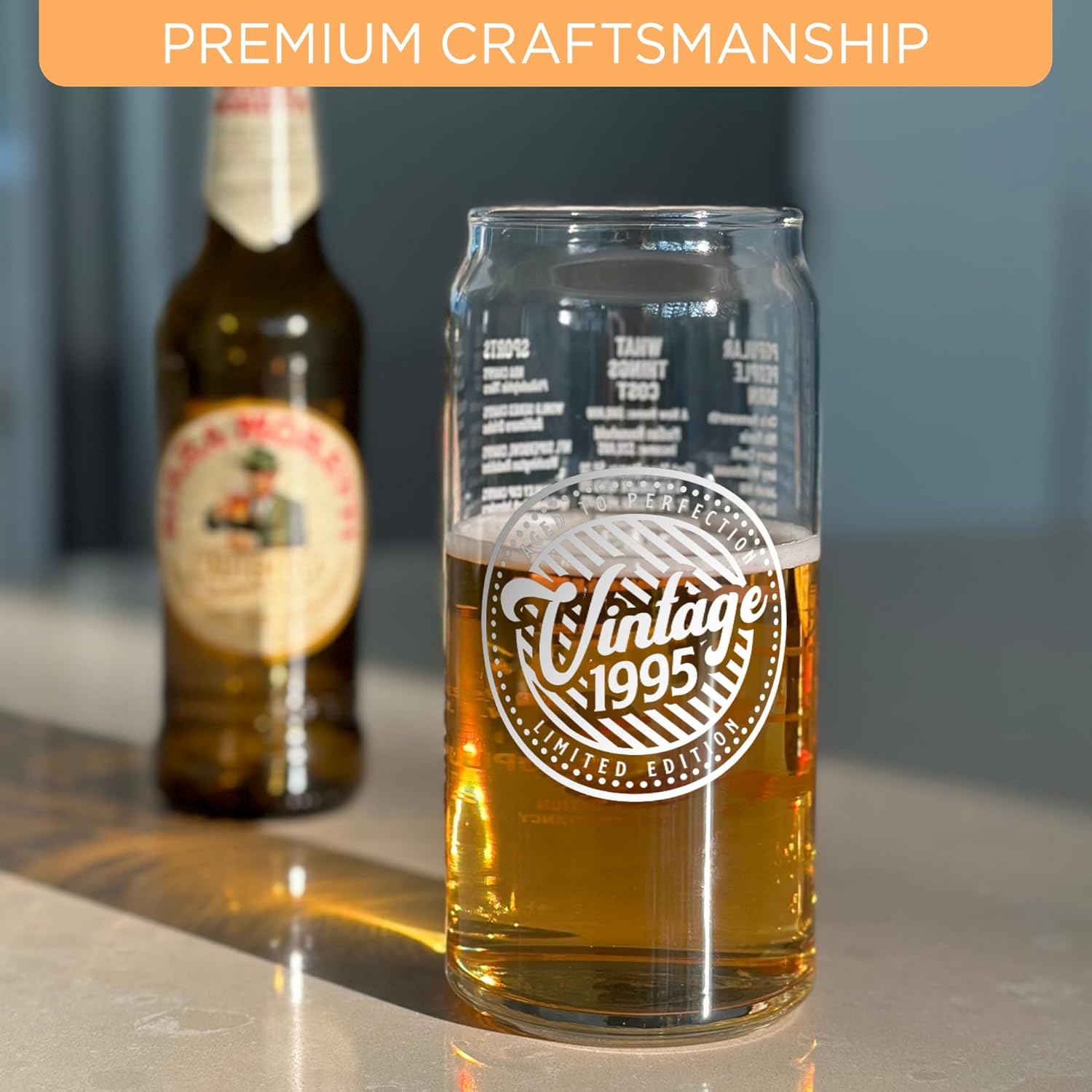 30th Birthday Gift For Men - Birthday Beer Gifts 20 Ounce 2-Sided Beer Can Glass (1 Count) - Vintage Glass for a 30 Year Old - Funny Glass Gift for His or Her 30th Birthday - Anniversary Party (1995) - Image 5