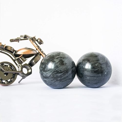 Miniatura 5 de Bolas de Baoding chinas, color gris oscuro, para ejercicio de salud, bolas de mano para el estrés, bolas de mármol para medicina china natural (gris