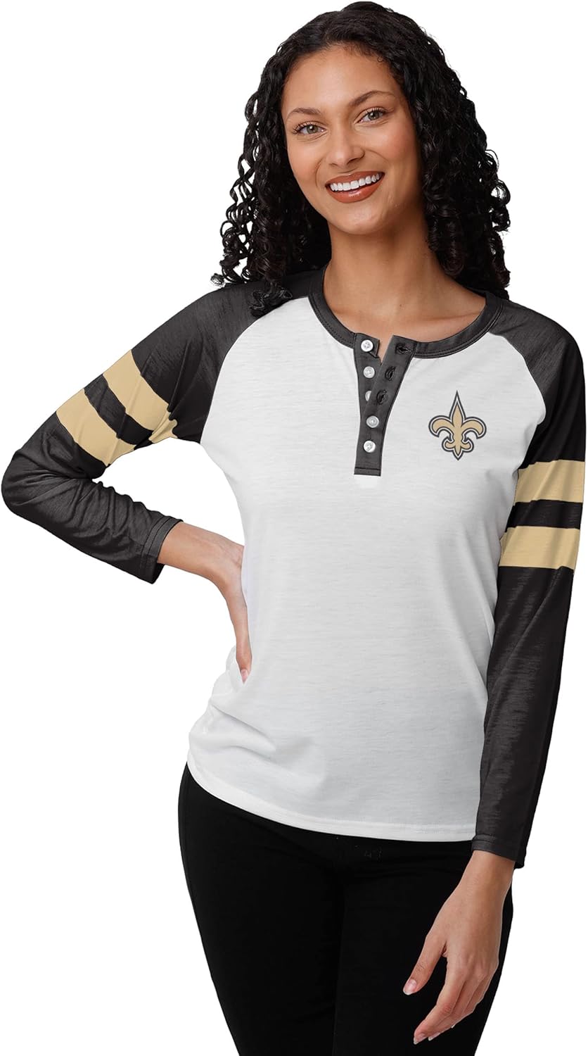 FOCO Women's NFL Team Ladies Fashion Shirt Long Sleeve