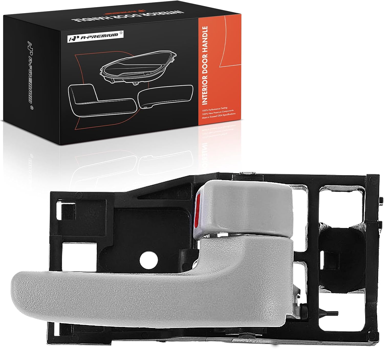 A-Premium Front or Rear Passenger Side Interior Door Handle Compatible with Toyota Tundra 2004-2006 Crew Cab, Sequoia 2001-2007, Gray, Replace# 69205-0C030-B0