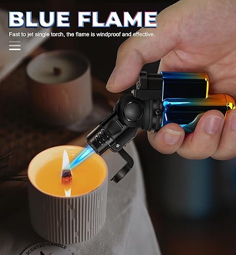 Miniatura 4 de Paquete de 4 encendedores, mini encendedores de butano con llama de chorro, multiusos, giratorio de 45 para fogatas, velas, chimeneas, recuerdos de