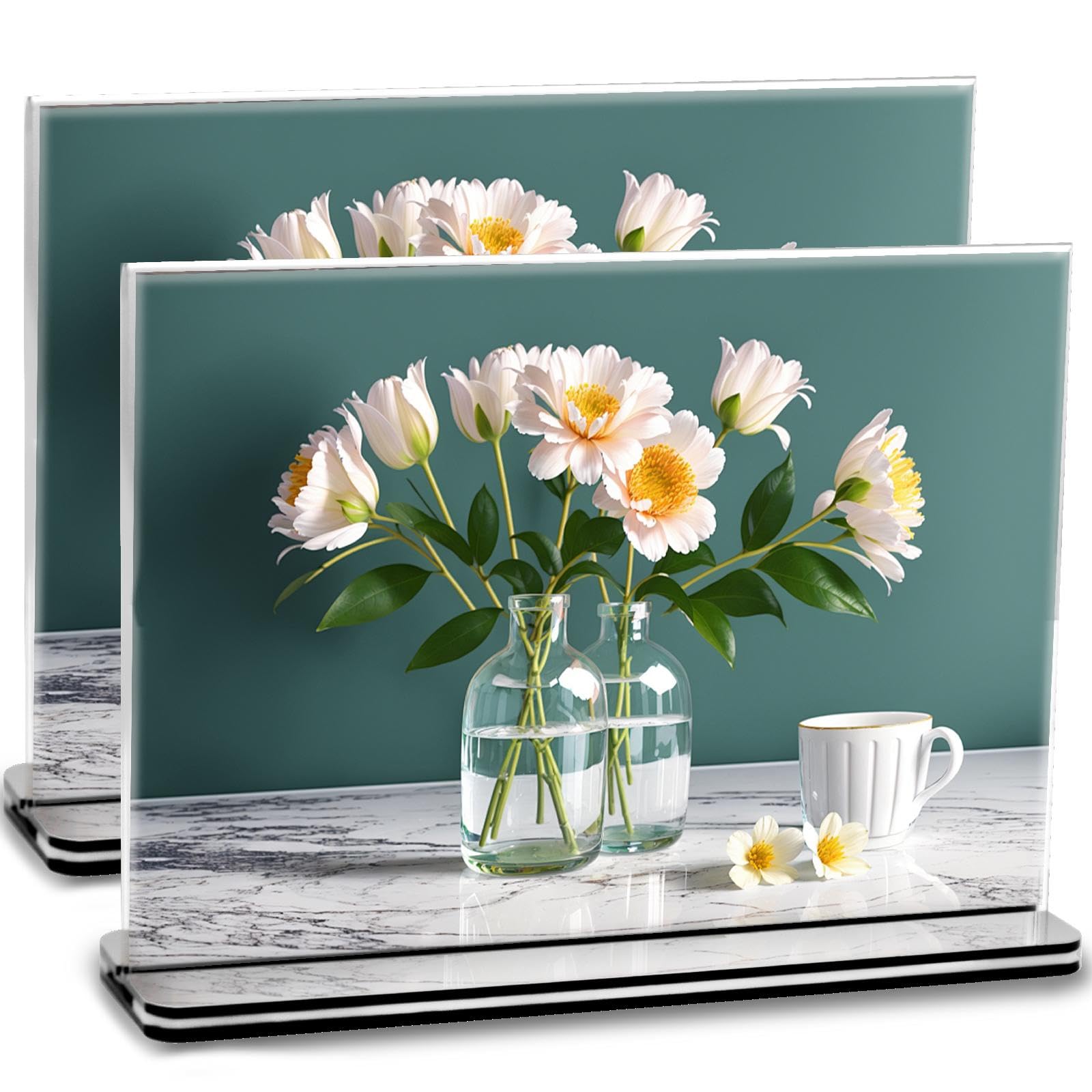 vilkok Acrylic Sign Holder 12x8 Inch-3.0mm Thick Double Sided Horizontal Display Stand, Menu/Poster Frame for Restaurant, Wedding, Trade Show & Retail