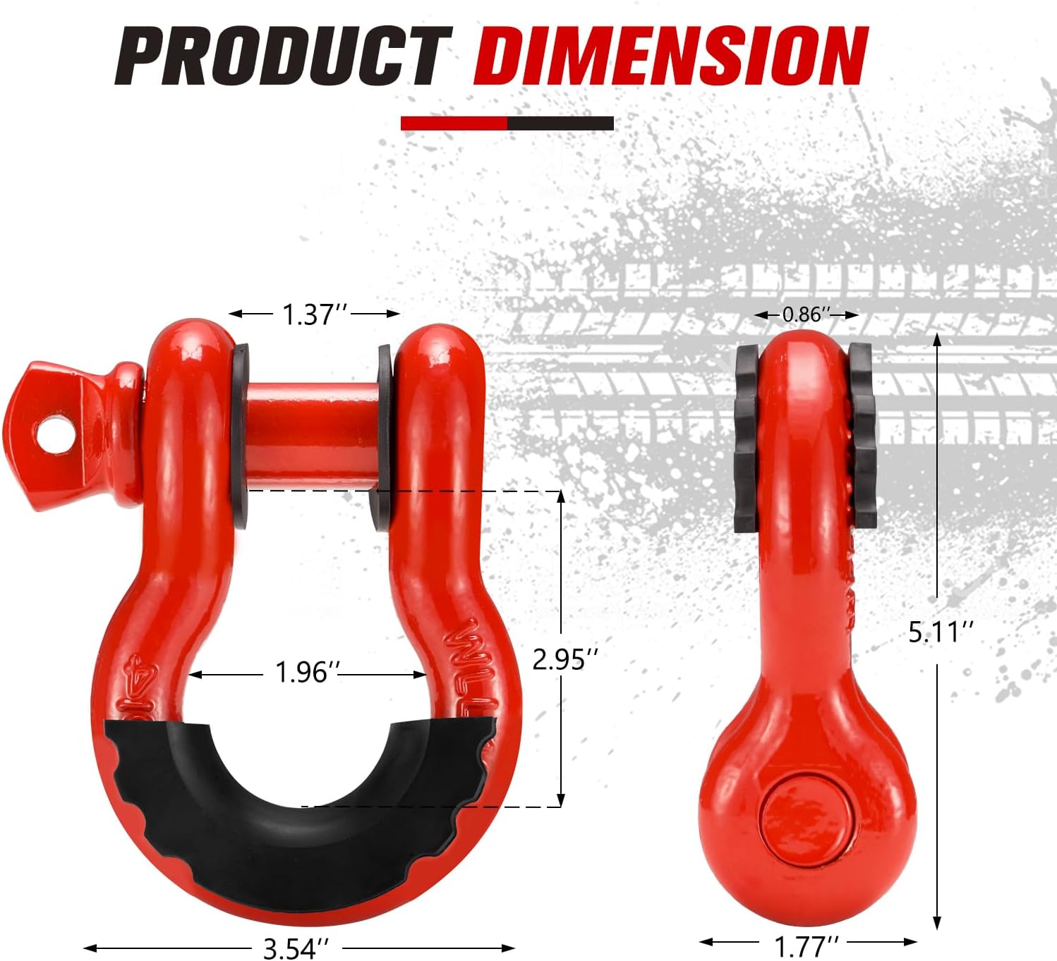 FieryRed 3/4 Inch D Ring Shackle, Synthetic 1/2"x22" Soft Shackle with Snatch Ring