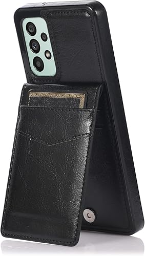 Miniatura 2 de ZZXX Funda tipo cartera para Samsung Galaxy A53 5G de doble capa de cuero premium con ranuras para tarjetas Kickstand Flip Case (negro 6.5 pulgadas)