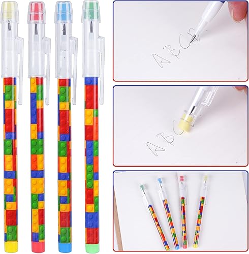 Miniatura 4 de Kolewo4ever 48 lápices de bloques de construcción HB  Plástico translúcido multicolor sin afilar para exámenes, escuela, oficina, bocetos y