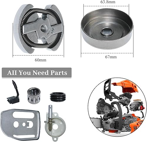 Miniatura 2 de Kit de engranaje helicoidal de bomba de aceite con cojinete de tambor de embrague .325-7T para Husqvarna 137 136 141 142 36 41 Motosierra