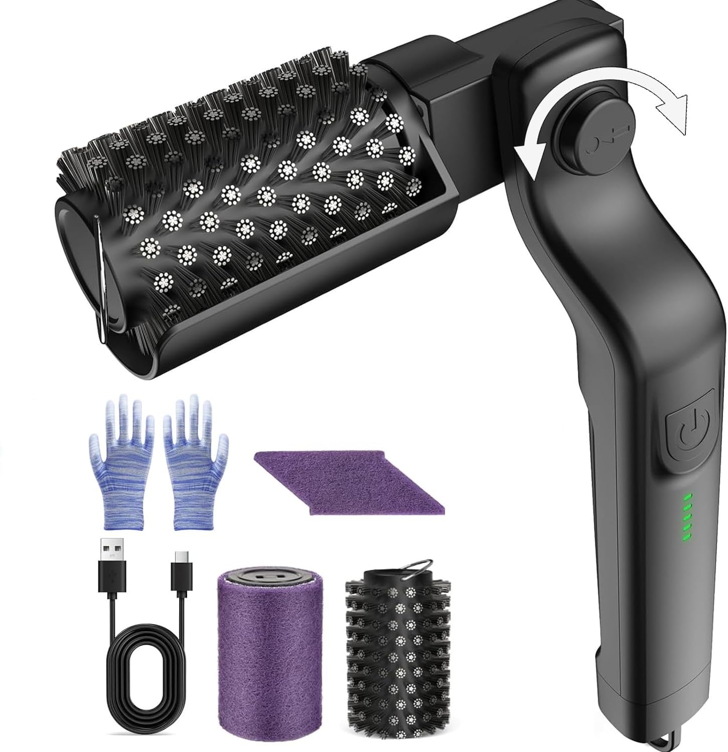 Brosse Électrique pour Barbecue, Brosse de Nettoyage BBQ, Brosse sans Fil, Nettoyeur BBQ Rechargeable, 3 Vitesses, Tête en Acier Inoxydable, Angle Réglable, Étanche, 90 Min Autonomie