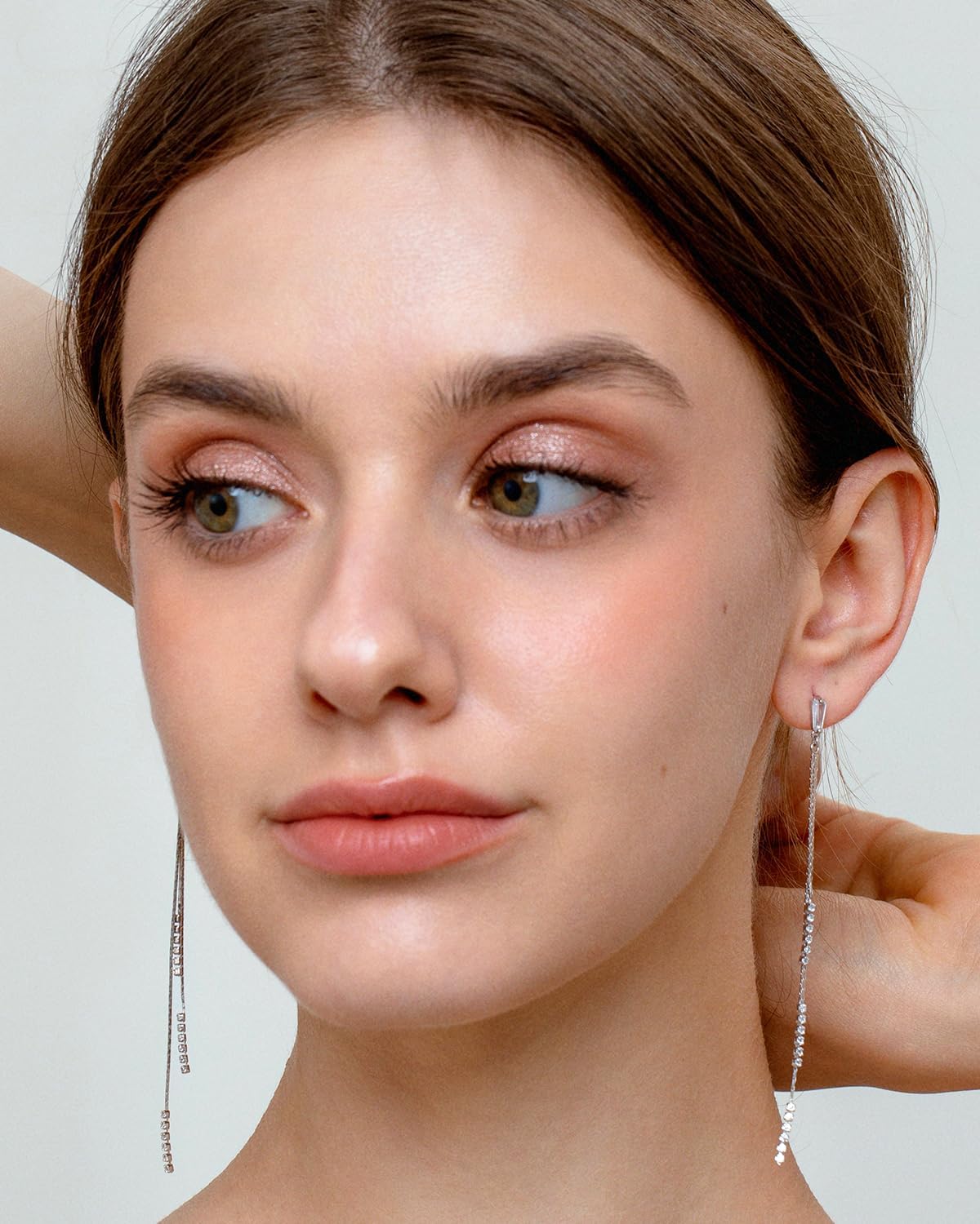 Asymmetrical Chain Dangle Earrings for Women 18K Gold Plated 925 Silver Circle and Long Ear Pin Tassel Chain Triangle Wing-Inspired 6A CZ Drop Earring Geometric Symbolic Earrings Jewelry Gifts