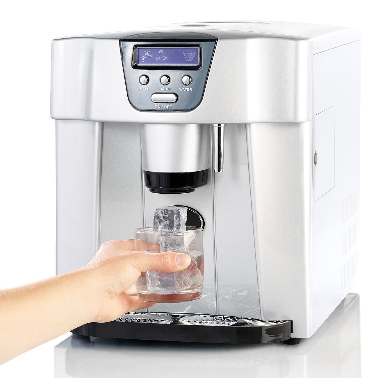 Rosenstein & Söhne Macchina del ghiaccio EWS-2300 con erogatore acqua, 8 kg/24h, argento