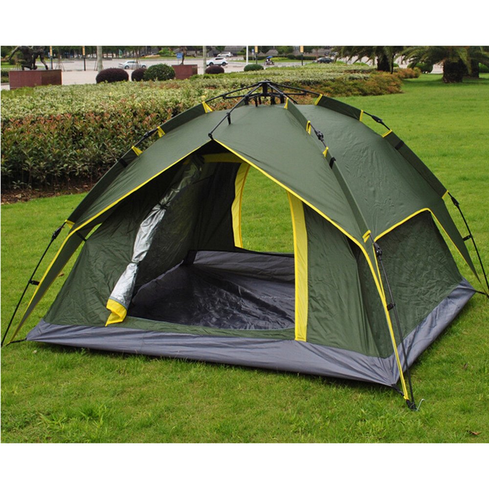Tenda da Campeggio, Tenda Trekking, 200 * 220 cm, Panno Oxford Impermeabile, Antipioggia, Anti-ultravioletto, può ospitare 3-4 Persone, Molto Facile da installare e Piegare