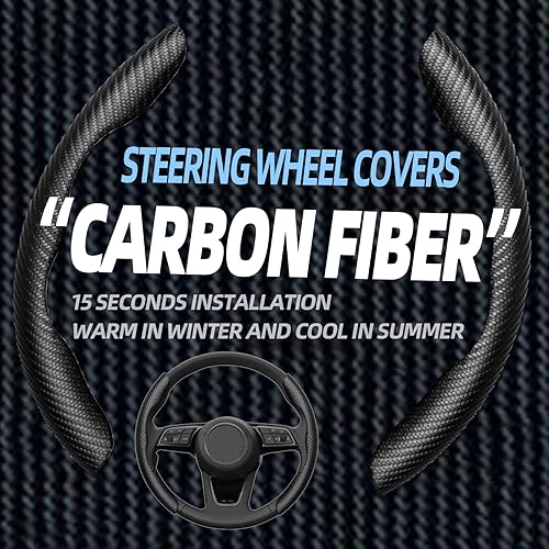 Miniatura 2 de Funda para volante de fibra de carbono, protector segmentado seguro y antideslizante, accesorio duradero y fácil de instalar para volantes de ajuste