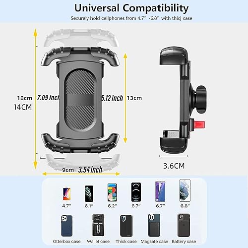 Miniatura 6 de Soporte para teléfono de motocicleta con 2 abrazaderas, nueva generación soporte de teléfono celular de bicicleta más adecuado para manillares