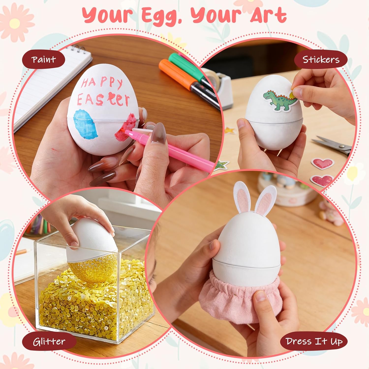 100 Pcs Paper Easter Mache Eggs, 3"x2.3" White DIY Craft Supplies Blank Paper Mache Eggs for Crafts Decorating Fillable Paintable to Paint Decorate DIY for Halloween Christmas Easter Party