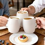 Foraineam Set of 6 Porcelain Mugs 15 Ounces White Coffee Mugs Set Ceramic Drinking Cups for Coffee, Tea, Juice, Cocoa