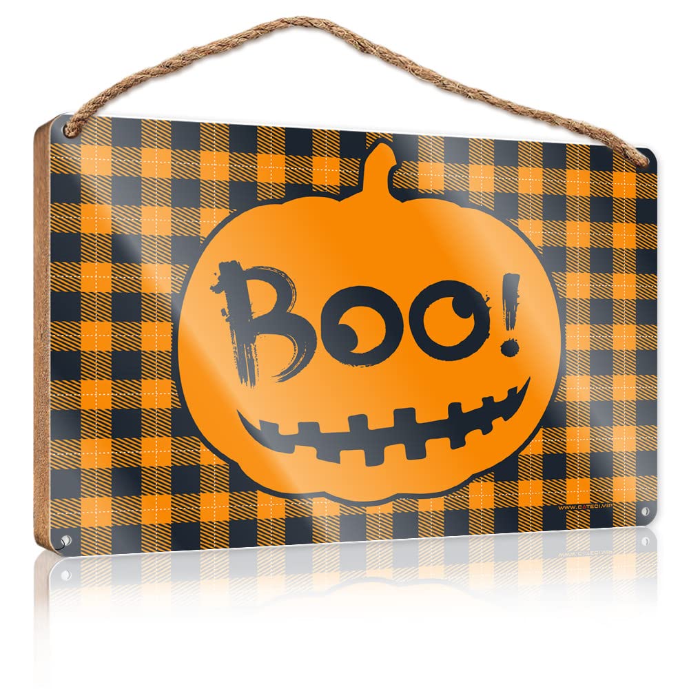 Front Door Hanging Decor Boo Pumpkin Halloween Wooden Sign 2(20X30CM)