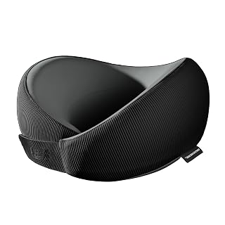 Skechers Memory Foam Neck Pillow, Comfortable & Breathable Travel Pillow,Neck Pillow Airplane for Travel, Car Rides, Home, and Office Use, Ergonomic Design for Men and Women,Black - Amazon product rated Grade A