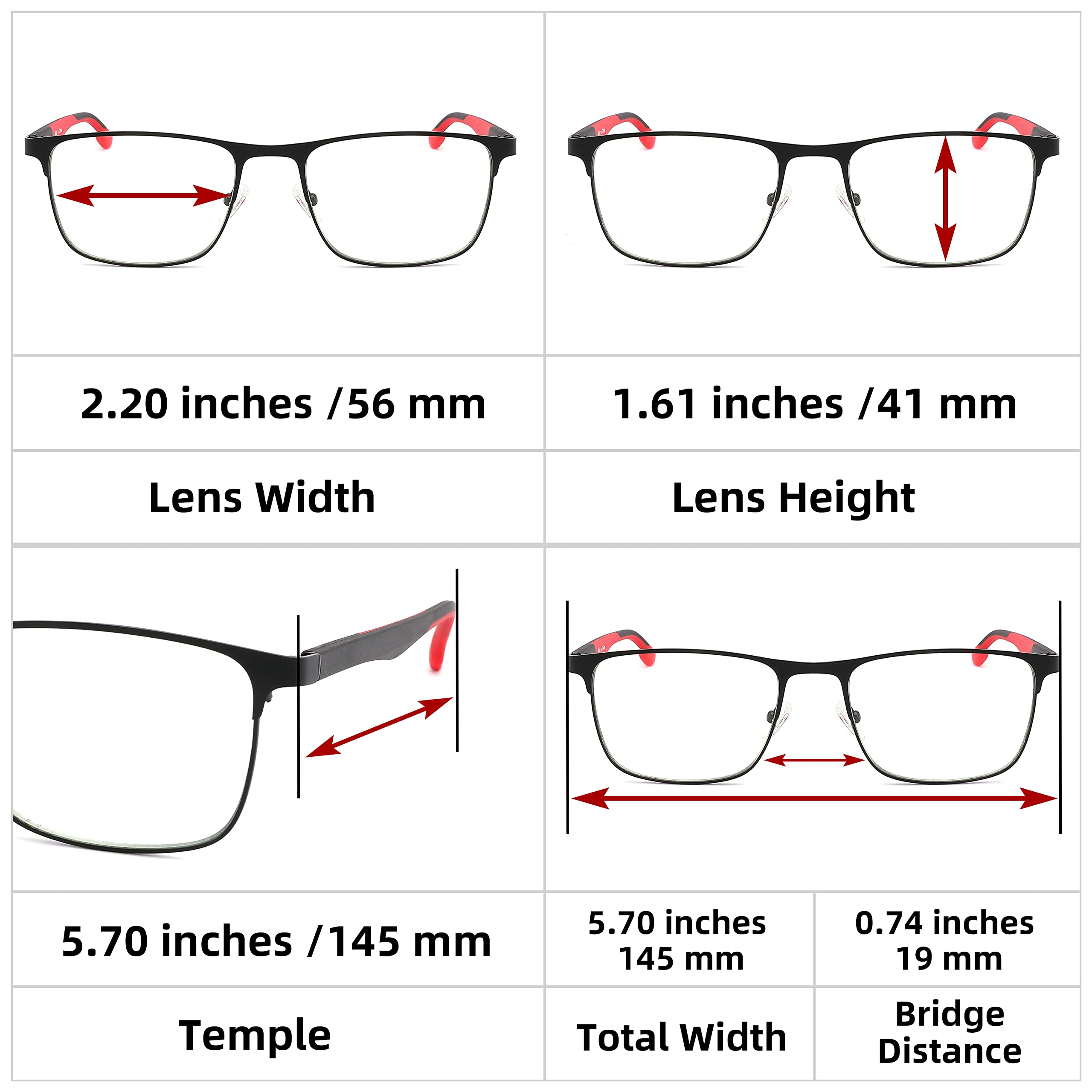 DONGDI Reading Glasses for Women Men,Blue Light Blocking Metal Readers,Spring Hinges Eyeglasses +1.00, 3-pack Mix - Image 3