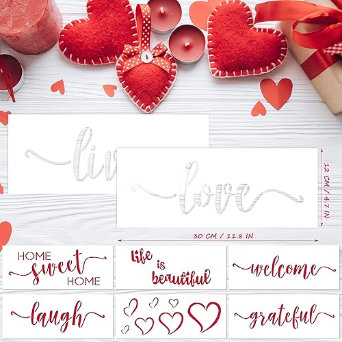 Miniatura 2 de Juego de 8 plantillas para el día de San Valentín, plantillas de pintura de amor, plantillas de dibujo reutilizables para boda, aniversario,