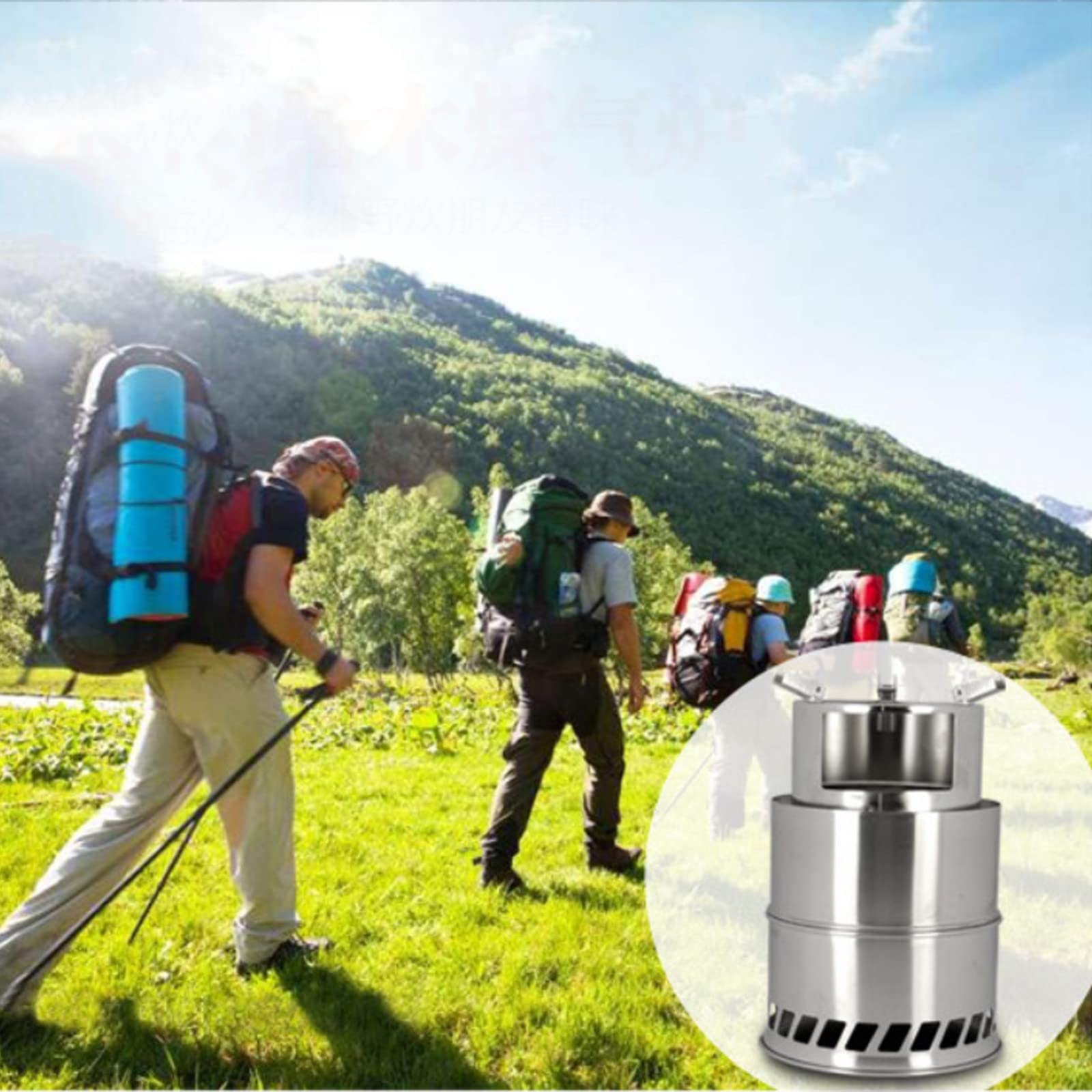 Réchaud de camping Réchaud à bois léger, réchaud de camping, réchaud à bois, réchaud de tente, poêle à bois portable pliable en acier inoxydable pour camping, randonnée, sac à dos, pique-nique et ba
