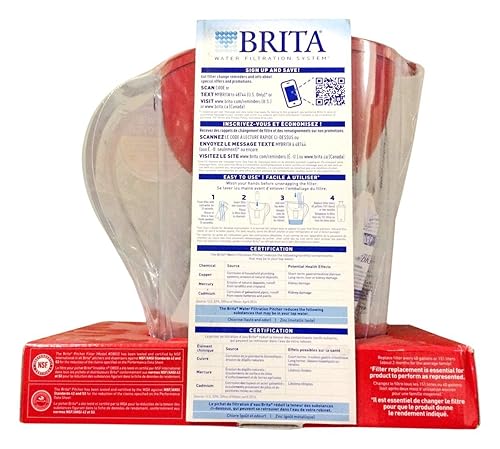 Miniatura 2 de Brita Pacifica - Jarra con filtro de agua 10 tazas color rojo