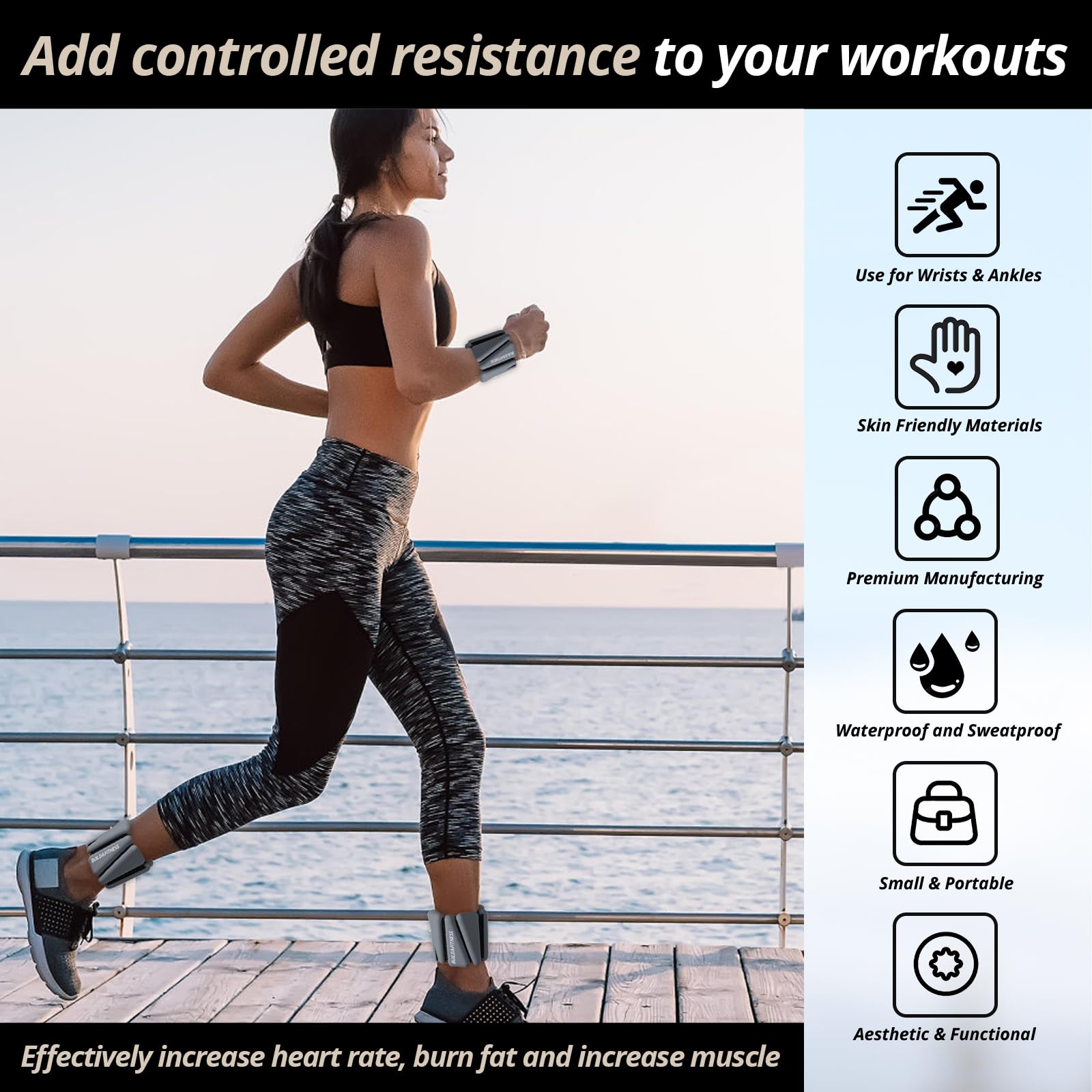 Wrist & Ankle Weights, Adjustable Bands for Women & Men Workouts, Set of 2 (1lb & 2lb each / 1kg & 2kg total). Running, Jogging, Walking, Yoga, Dance, Pilates, Aerobics, Strength Training (Stone, 2lb) - Image 4