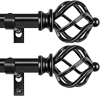 Vista 14 de KAMANINA Barras de cortina de bronce para ventanas de 48 a 84 pulgadas, barra de cortina individual ajustable de 32 a 86 pulgadas (2.6-7.1 pies)