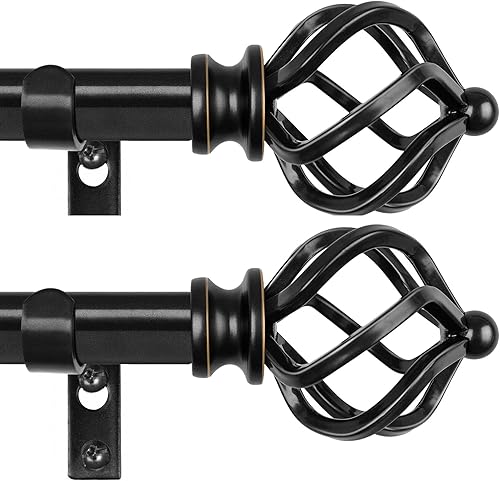 Miniatura 14 de KAMANINA Barras de cortina de bronce para ventanas de 48 a 84 pulgadas, barra de cortina individual ajustable de 32 a 86 pulgadas (2.6-7.1 pies)