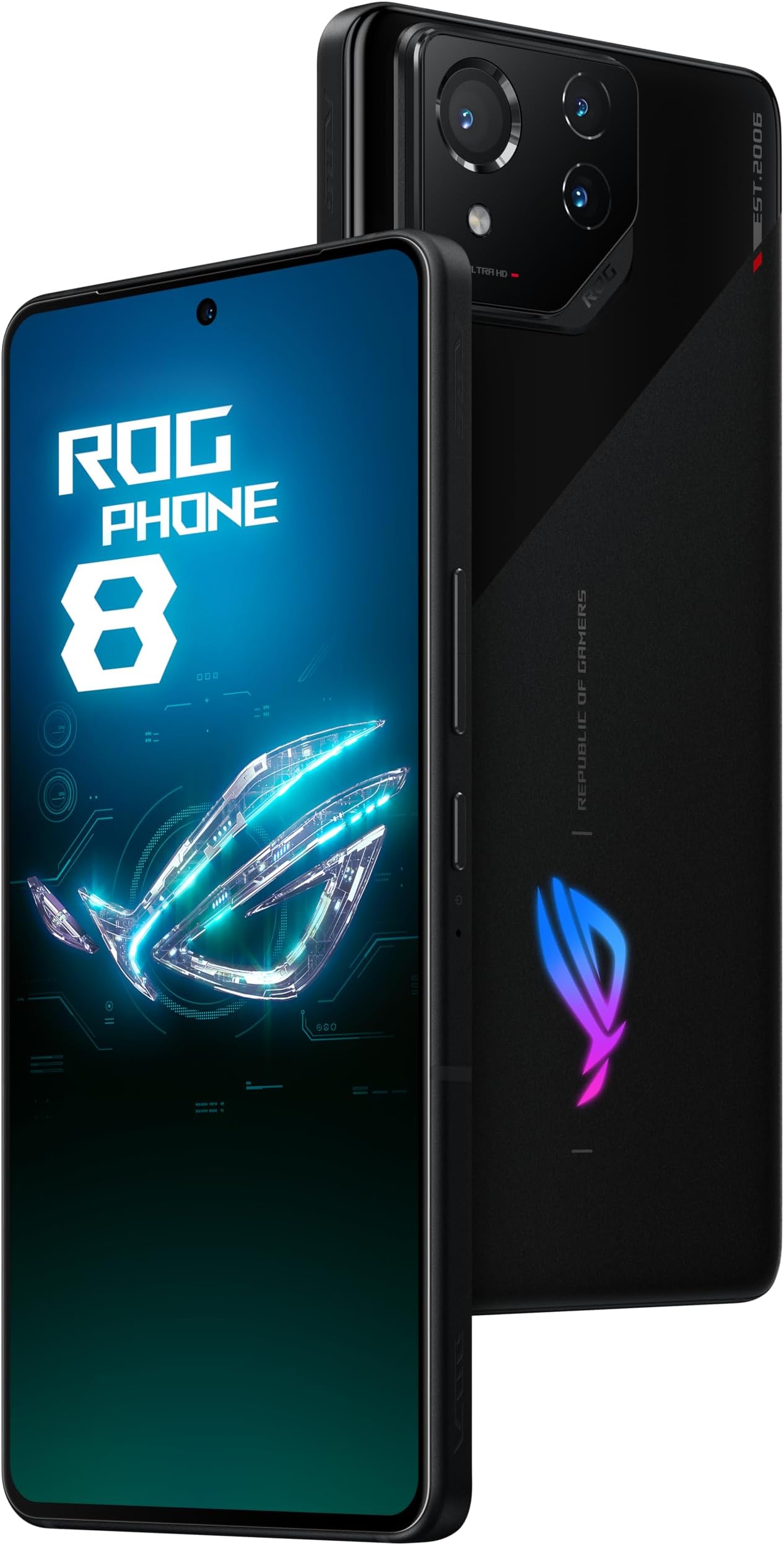 ASUS ROG Phone 8, Qualcomm Snapdragon 8 Gen 3, SM8650, 6.78" FHD+ (2400x1080) 165Hz, 12GB RAM, 256GB Storage, Android 14, 50MP Gimbal Camera, 5500mAh, Dual Sim, Black, UK