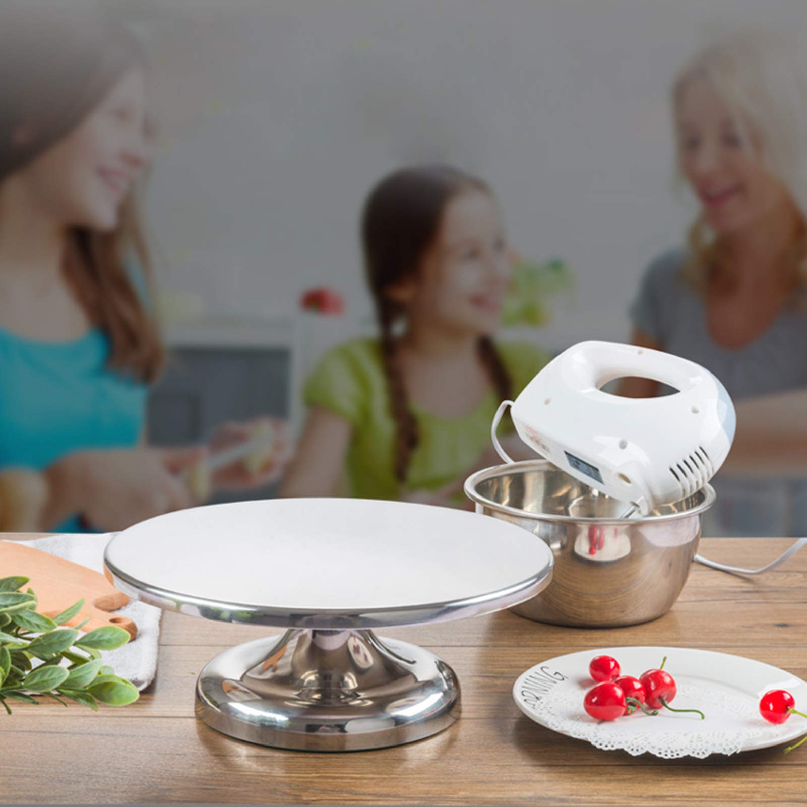 Gramofon Ciasta, Obrotowy Stojak Ciasto Ze Stali Nierdzewnej 304 O Przekątnej 11,8 Cala, Uchwyt Babeczki Z Silikonową Podkładką Antypoślizgową do Pieczenia Kuchni Domowej