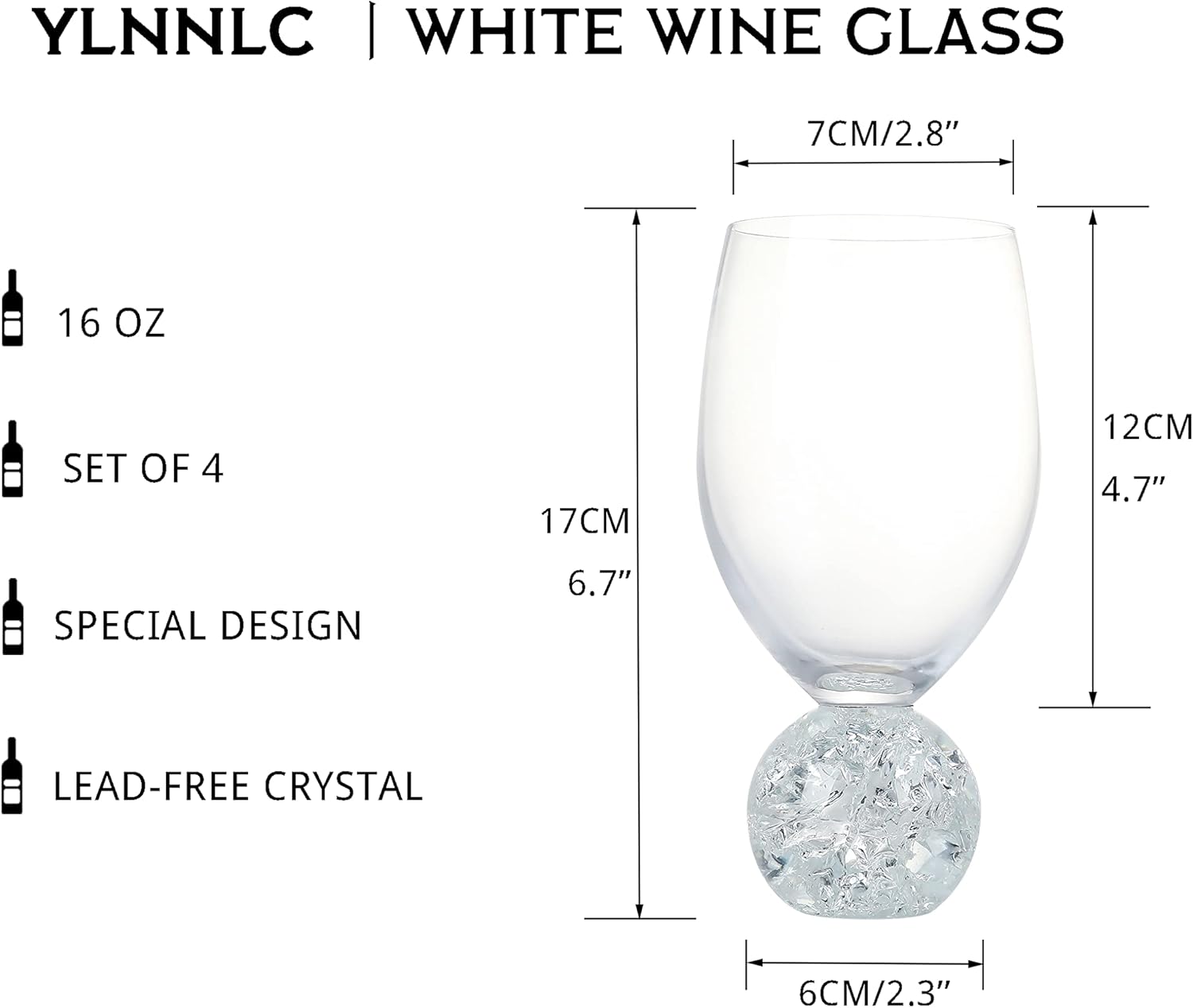 Red Wine Glasses Set of 4-16 oz Lead-Free Crystal Wine Glasses - Crystal Ball Base- Wedding, Wine Tasting, Anniversary, Party, Gift - Clear, Reuseable Glassware - Image 6