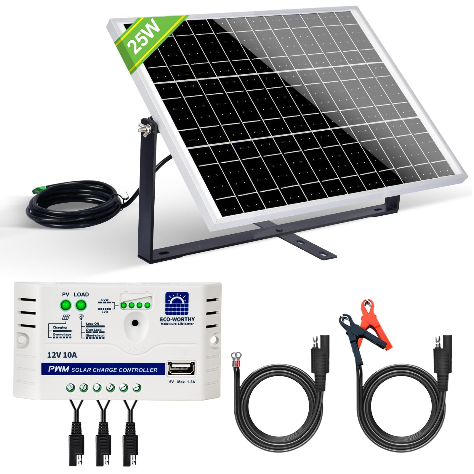 ECO-WORTHY 25W 12ソーラーパネルキット チャージーコントローラー Amazon.com : ECO-WORTHY 25 Watts 12V Off Grid Solar Battery