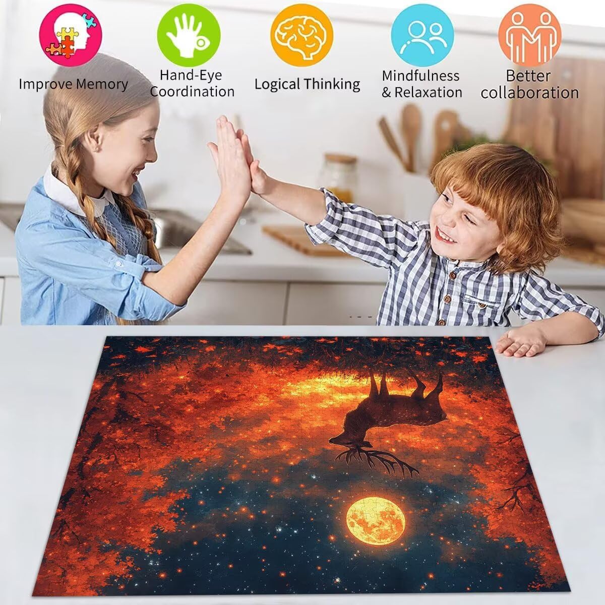 Puzzle Erwachsene 2000 Teile Mond REH Educa Jigsaw für Kinder ab 8 Jahren Mädchen Jungen, Erwachsene Impossible Klassische Puzzles Schwer, Anspruchsvoll Spielspaß, Als Familienspiel 70x99cm t-992