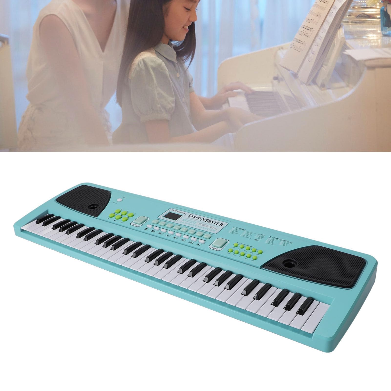 Karlak 61-klawiszowe Przenośne Pianino Elektryczne z Mikrofonem dla Dzieci, ładowane Przez USB