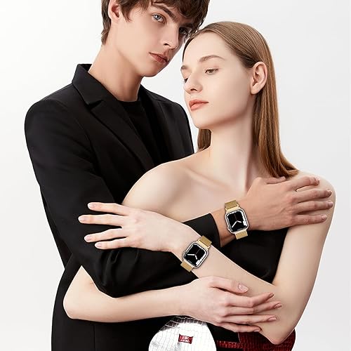 Miniatura 7 de Correa milanesa de metal compatible con Apple Watch Band de 1.496 in, 1.575 in, 1.614 in, 1.654 in, 1.732 in, 1.772 in, 1.772 in, correa magnética