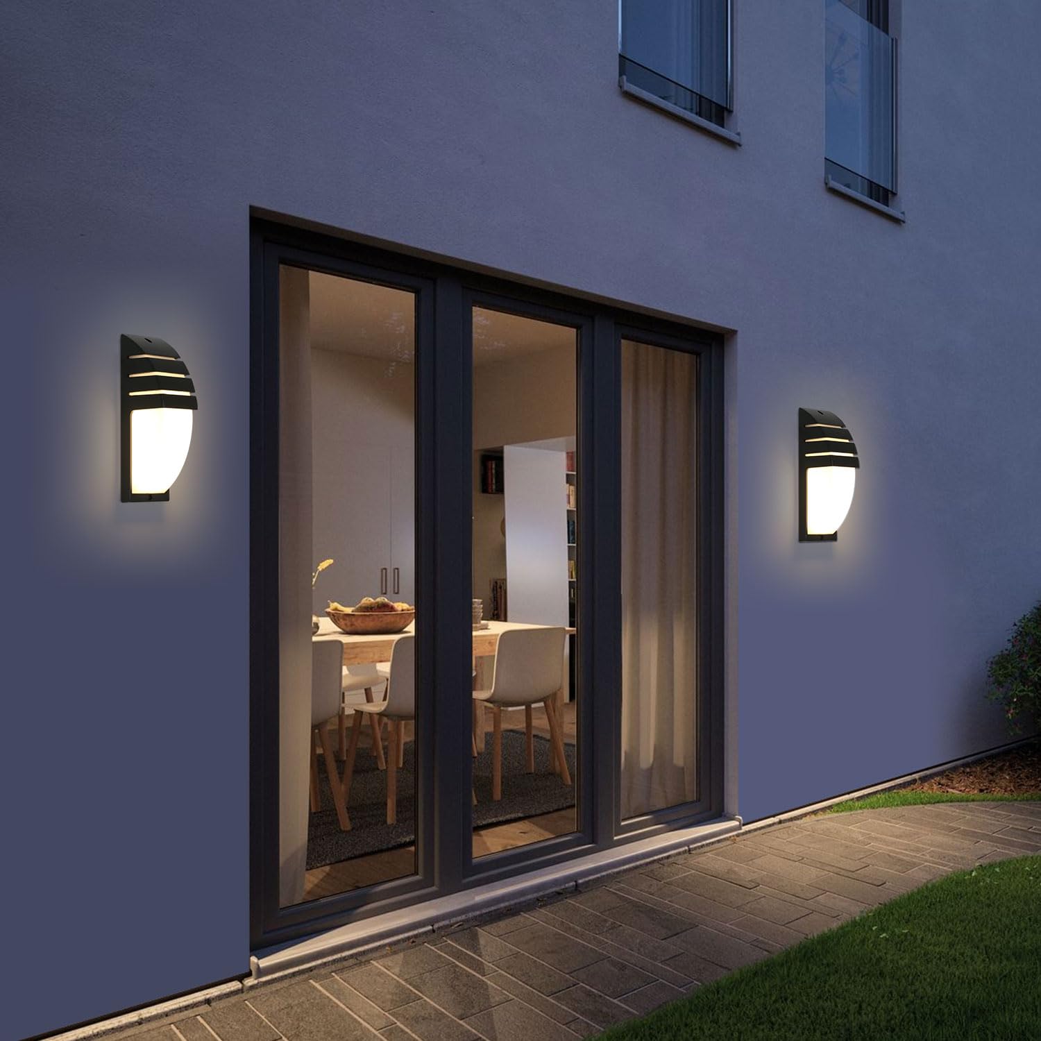 Comely 2 Pezzi Applique da Parete Interno/Esterno, 12W Lampade da Parete LED IP65 Impermeabile, 3000K Bianco Caldo Applique da Esterno per Giardino, Corridoio, Garage, Courty, Balcone