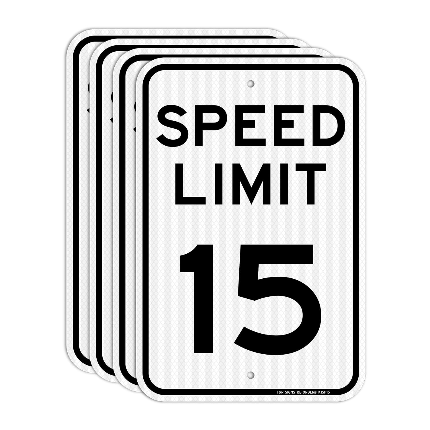 (4 Pack) Speed Limit 15 MPH Sign, Slow Down, Traffic Sign, 8x12 inch Engineer Grade Reflective Sheeting, Rust Free Aluminum, Weather Resistant, Waterproof, Fade Resistant