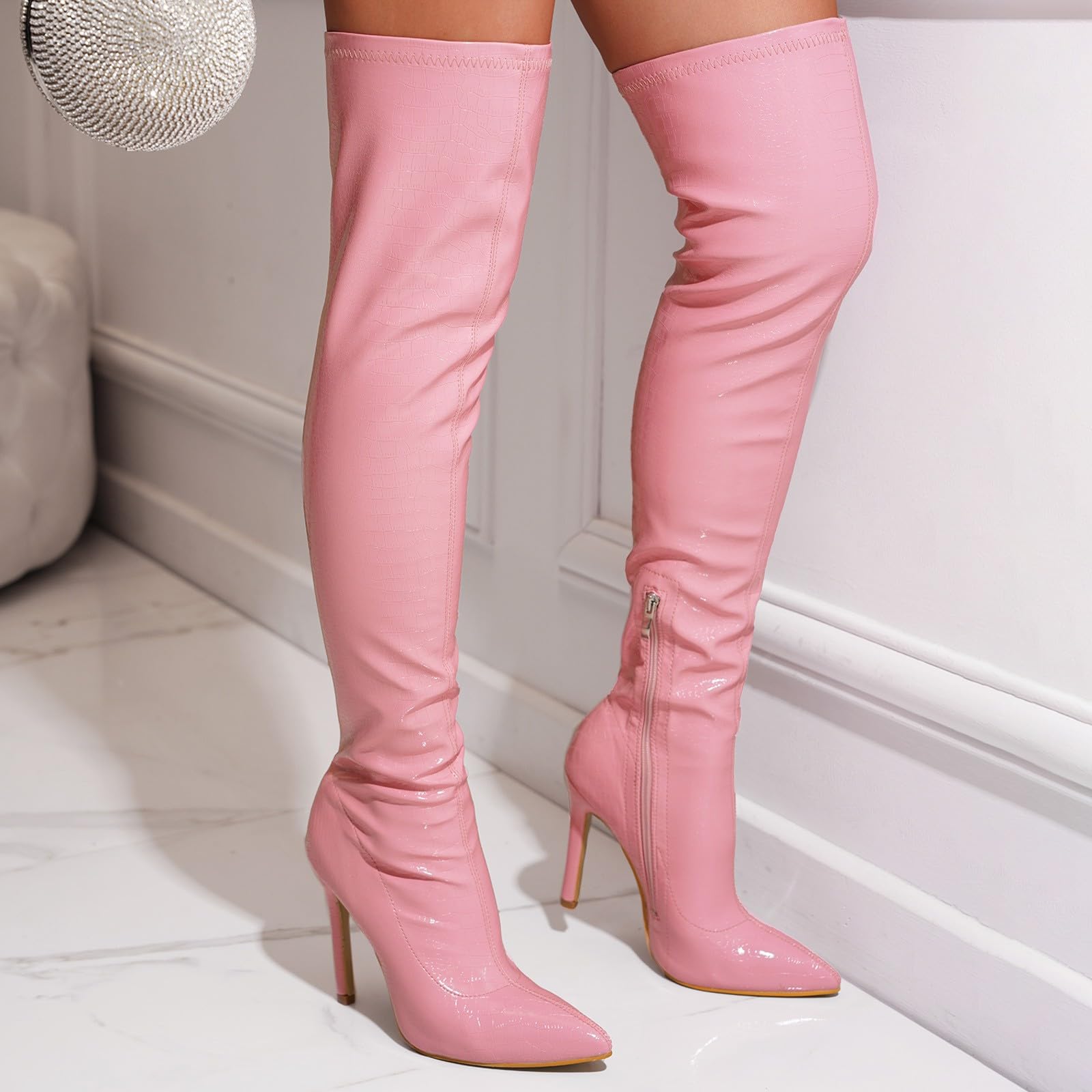 Generico Stivali Alti Donna Moda Tacco A Spillo Eleganti Con Interno Elasticizzato